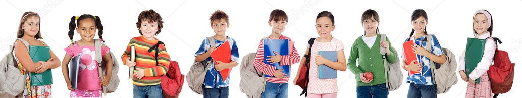 Many children students returning to school