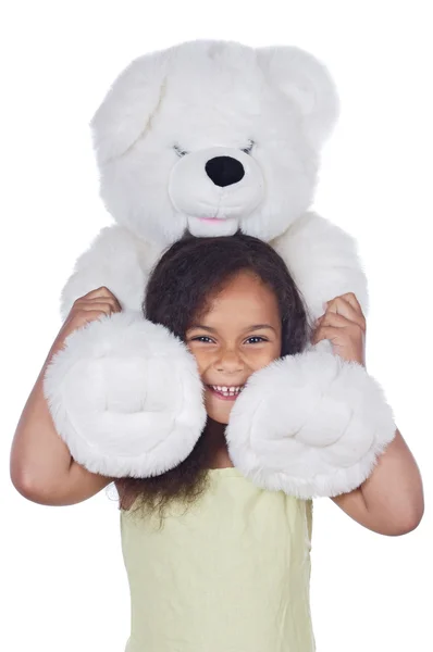 African girl with teddy bear — Stock Photo, Image