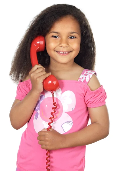 Flicka som talar i telefon — Stockfoto