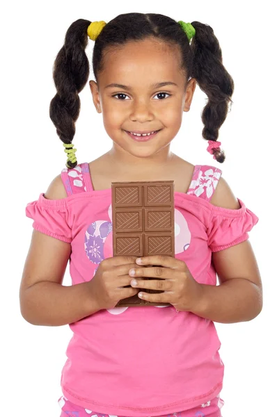 愛らしい女の子食べるチョコレート — ストック写真