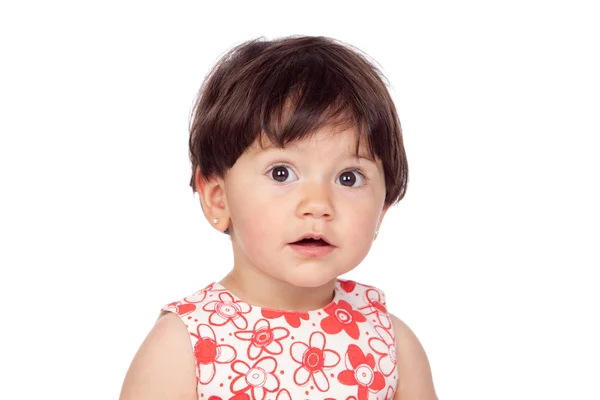 花柄のドレスでかわいい赤ちゃん女の子 — ストック写真