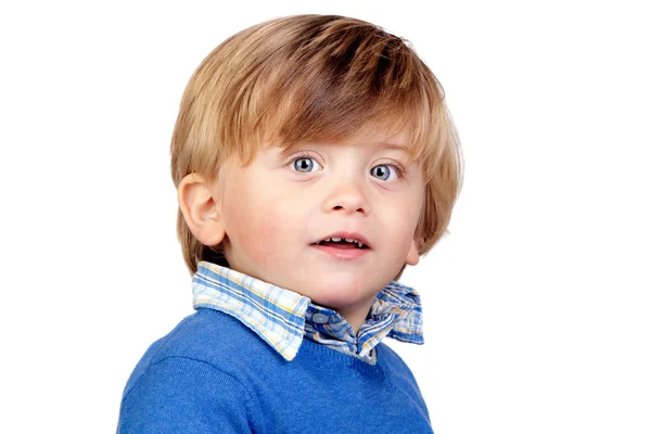Bebê bonito com camisa azul — Fotografia de Stock