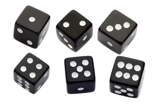 Six black dices — Stock Photo, Image