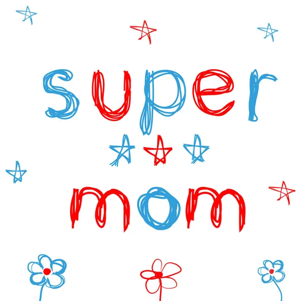 Cartão para o Dia das Mães em estilo infantil — Vetor de Stock