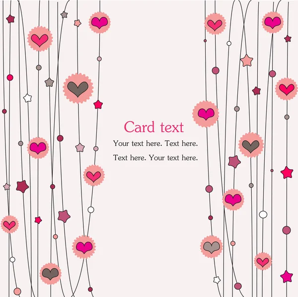 Cartão com corações e estrelas — Vetor de Stock