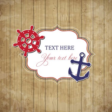 Vintage scrap nautical card with frame clipart