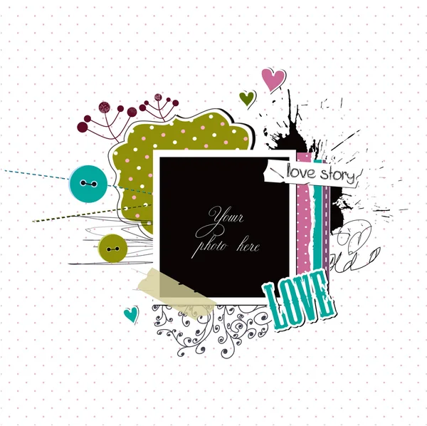 Romantic scrap template — Stock Vector