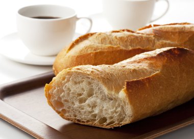 French bread and coffee clipart