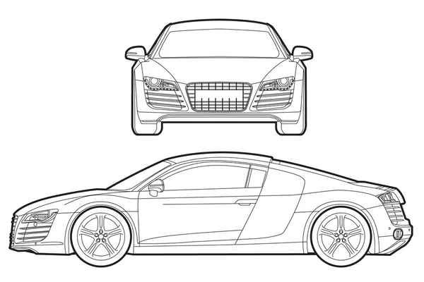 Audi R8 blueprint — Stock Vector