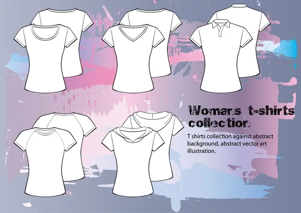 Womans colección de camisetas — Vector de stock