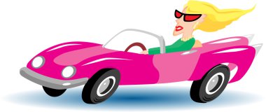 Blonde in Convertible Cartoon clipart