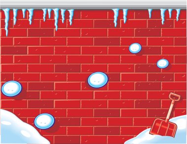 Brick Wall with Snow and Shovel clipart