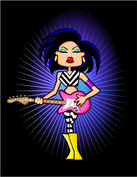 Babe Rock Star Guitariste — Image vectorielle