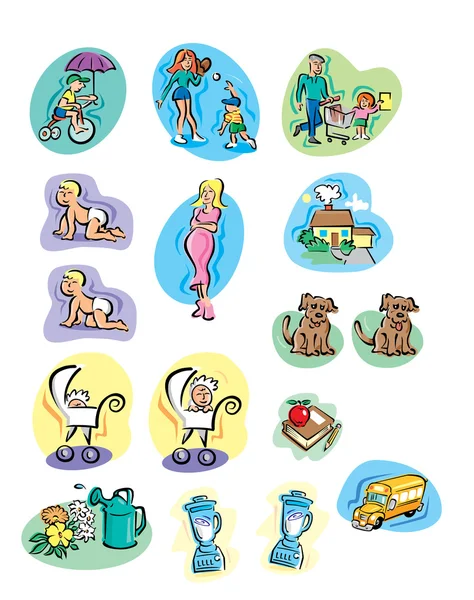 婴儿和家庭插图 — 图库矢量图片
