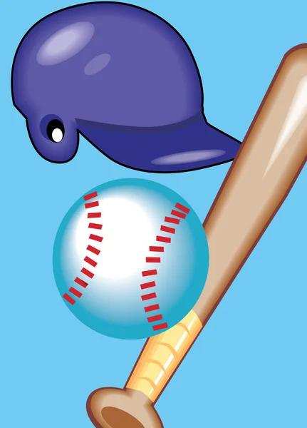 Bate y casco de béisbol — Vector de stock