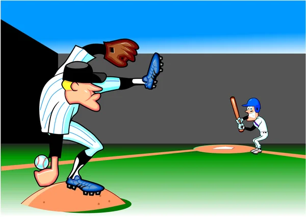 Baseball Pitcher and Batter — Stock Vector
