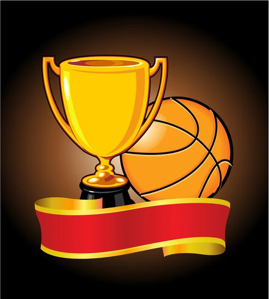 Bandiera trofeo pallacanestro — Vettoriale Stock
