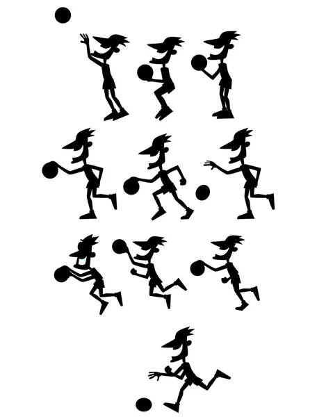 アニメーション バスケット ボール シルエット文字 — ストックベクタ