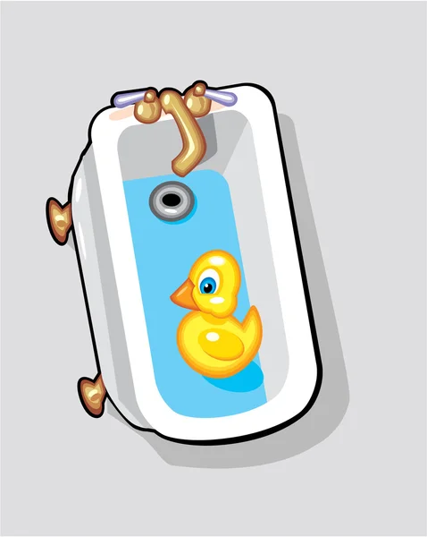 Pato de goma en la bañera — Vector de stock