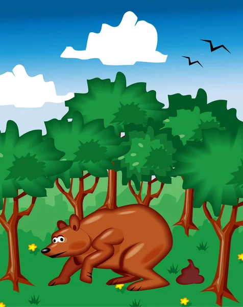 Medve szar az erdőben — Stock Vector