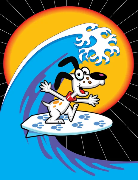 Zeichentrickfigur Hund beim Skifahren — Stockvektor