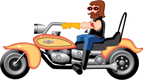 Homem da motocicleta Desenhos animados — Vetor de Stock
