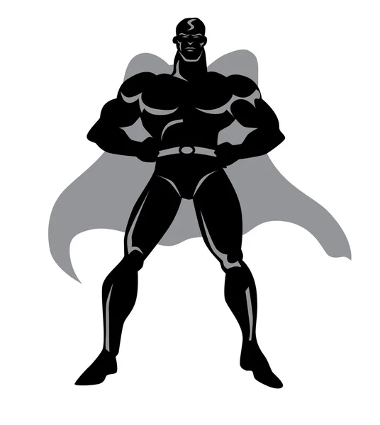 Siyah süper kahraman karikatür — Stok Vektör