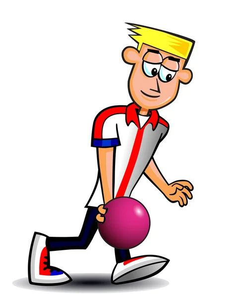 Adam bowling karikatür — Stok Vektör