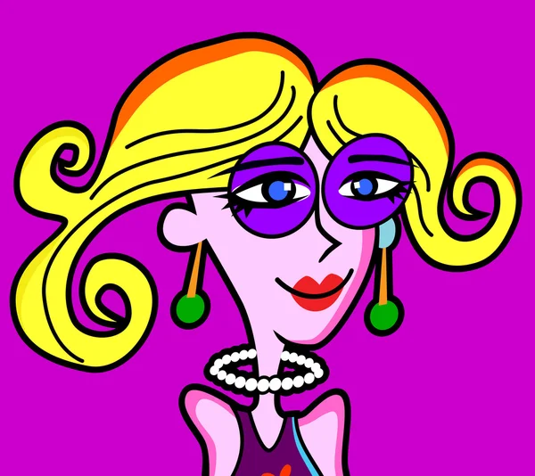 Chica moderna rubia de dibujos animados — Vector de stock