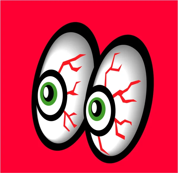Bloodshot Eyes Cartoon — Stock Vector