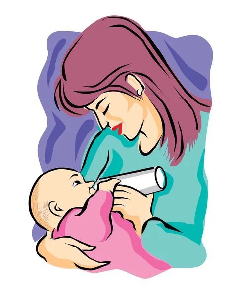 Madre che allatta — Vettoriale Stock
