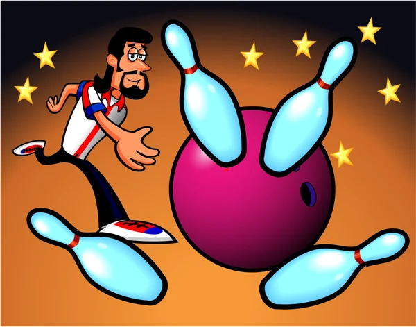 Mann Bowling Cartoon — Stockvektor