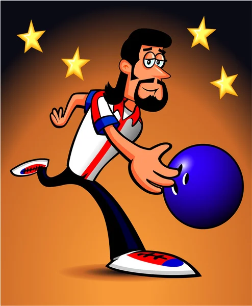 Homme Bowling dessin animé — Image vectorielle