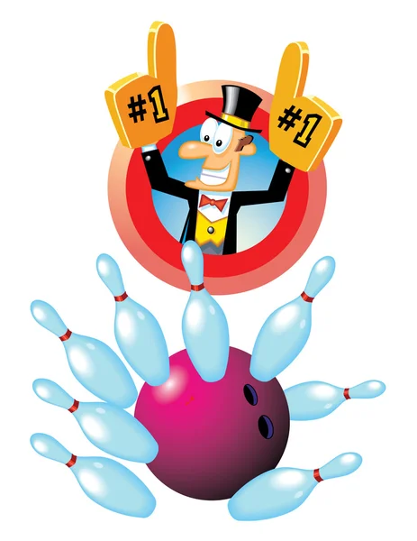Bowling Character in Top Hat — Stock Vector