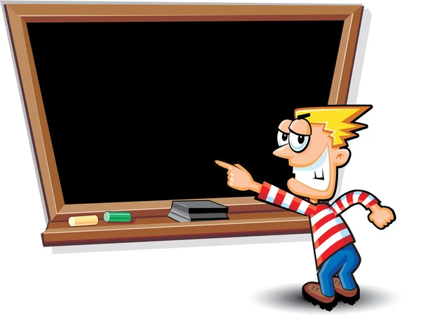Kid at Blackboard Cartoon — Stock Vector