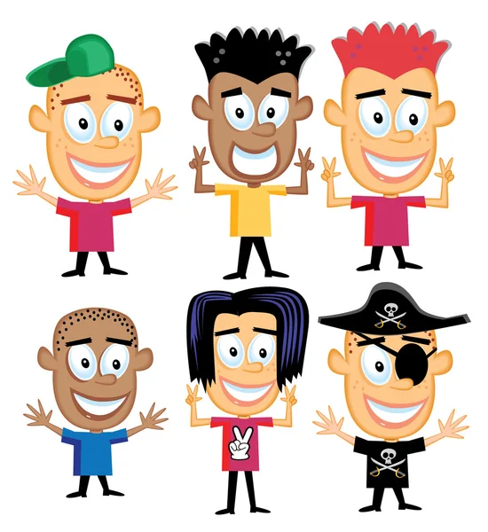 Boy Cartoon Characters — Vector de stoc