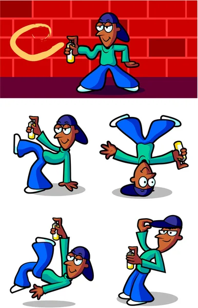 Break Dancer personnage de bande dessinée — Image vectorielle