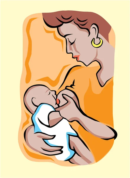 Baby Breastfeeding Mother Nursing — Stock Vector
