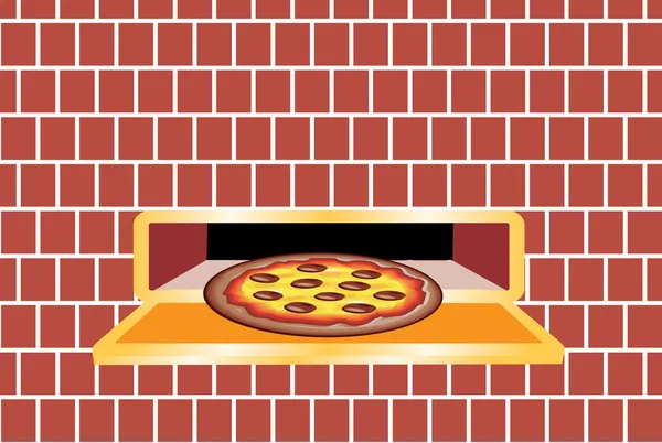 砖烤箱披萨 — 图库矢量图片