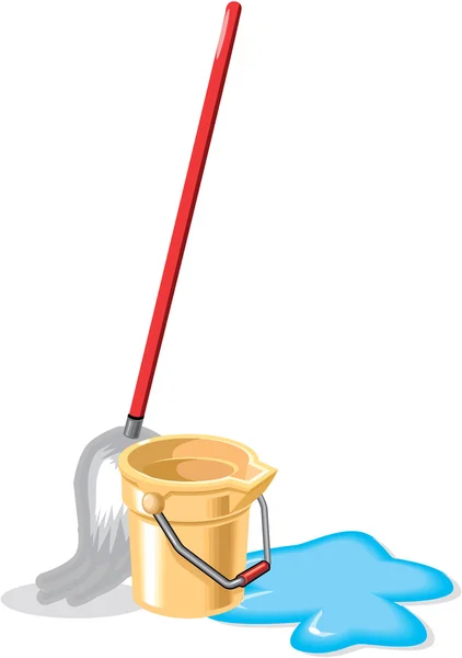 Mop and Pail — Stock Vector