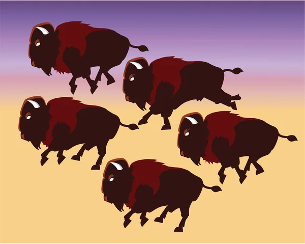 Kreskówka stada bawołów — Wektor stockowy