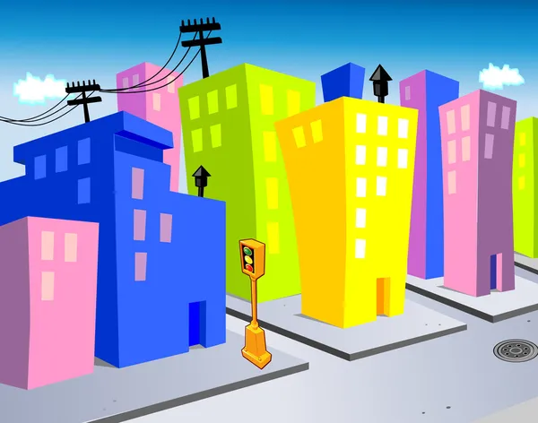 Skyline urbano cartone animato — Vettoriale Stock