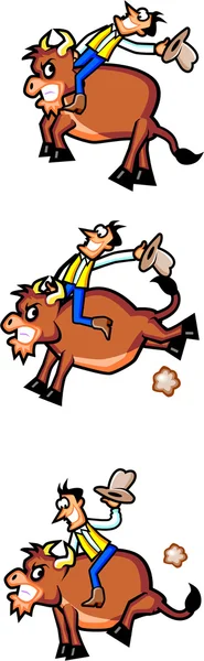 Cartone animato Bull Riding — Vettoriale Stock