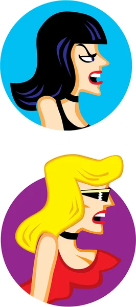 Blonde Brunette personnages de bande dessinée — Image vectorielle