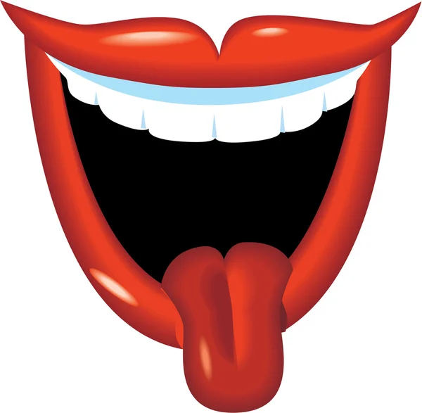 Lachende mond en tong — Stockvector