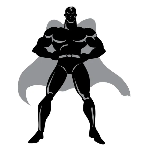 Zwarte super held cartoon — Stockvector