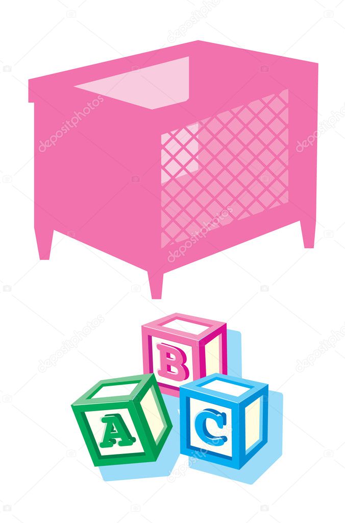 Baby Blocks and Crib