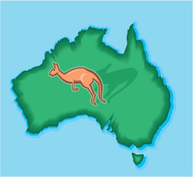 Kanguru ile Avustralya harita