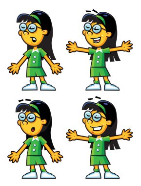 Asian Girl Excited Cartoon clipart