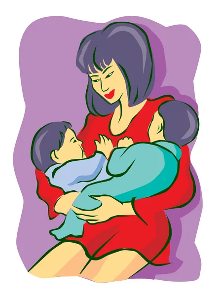 Asiatische Mutterpflege — Stockvektor
